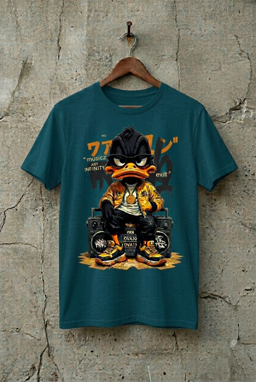 "Infinity Duck" Mid Oversized Drop-Shoulder Tee