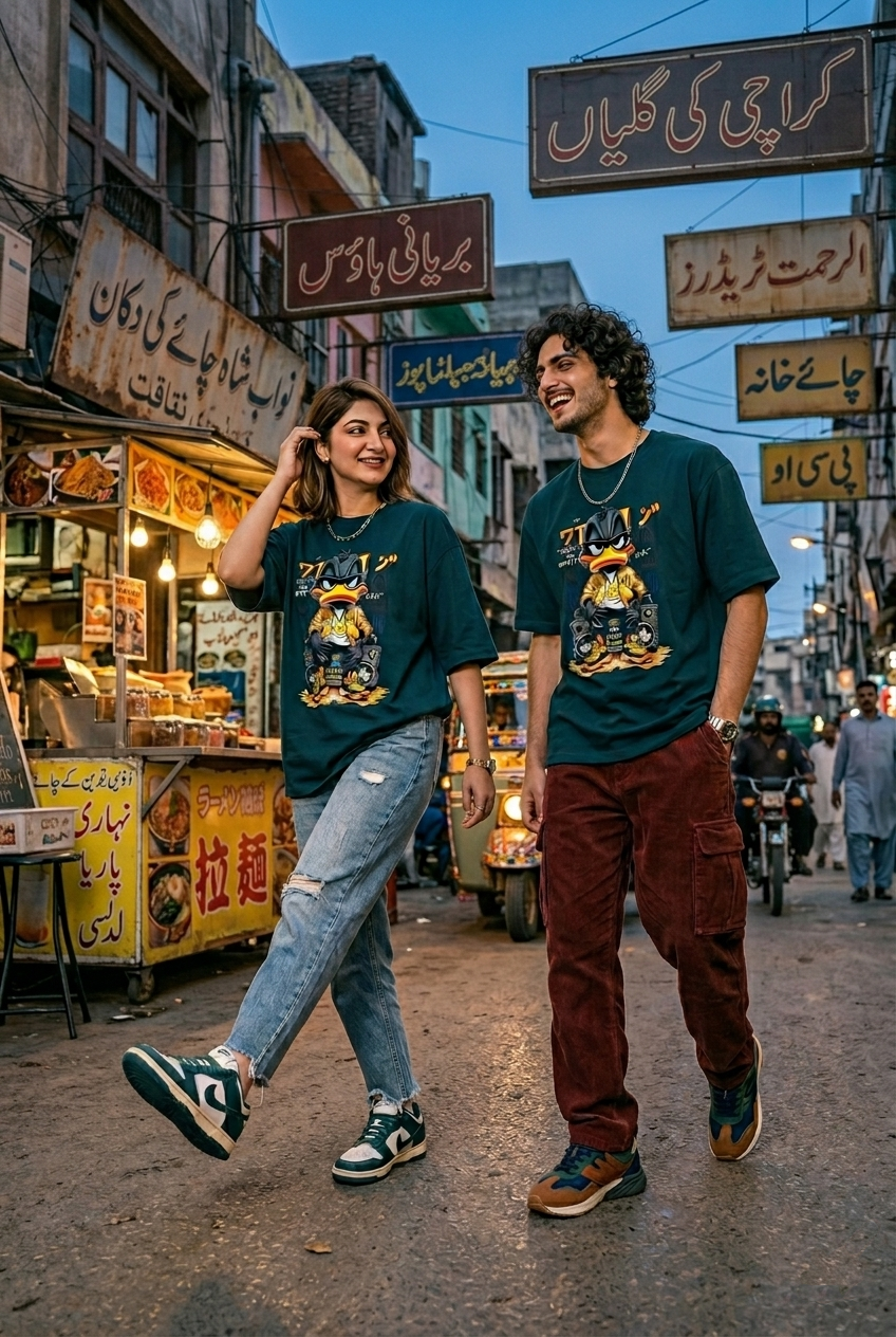 "Infinity Duck" Mid Oversized Drop-Shoulder Tee