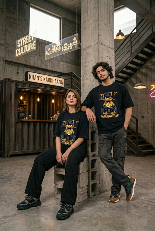"Infinity Duck" Mid Oversized Drop-Shoulder Tee