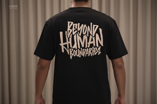 Beyond Human Boundaries - Black Tee White Print Reference Background