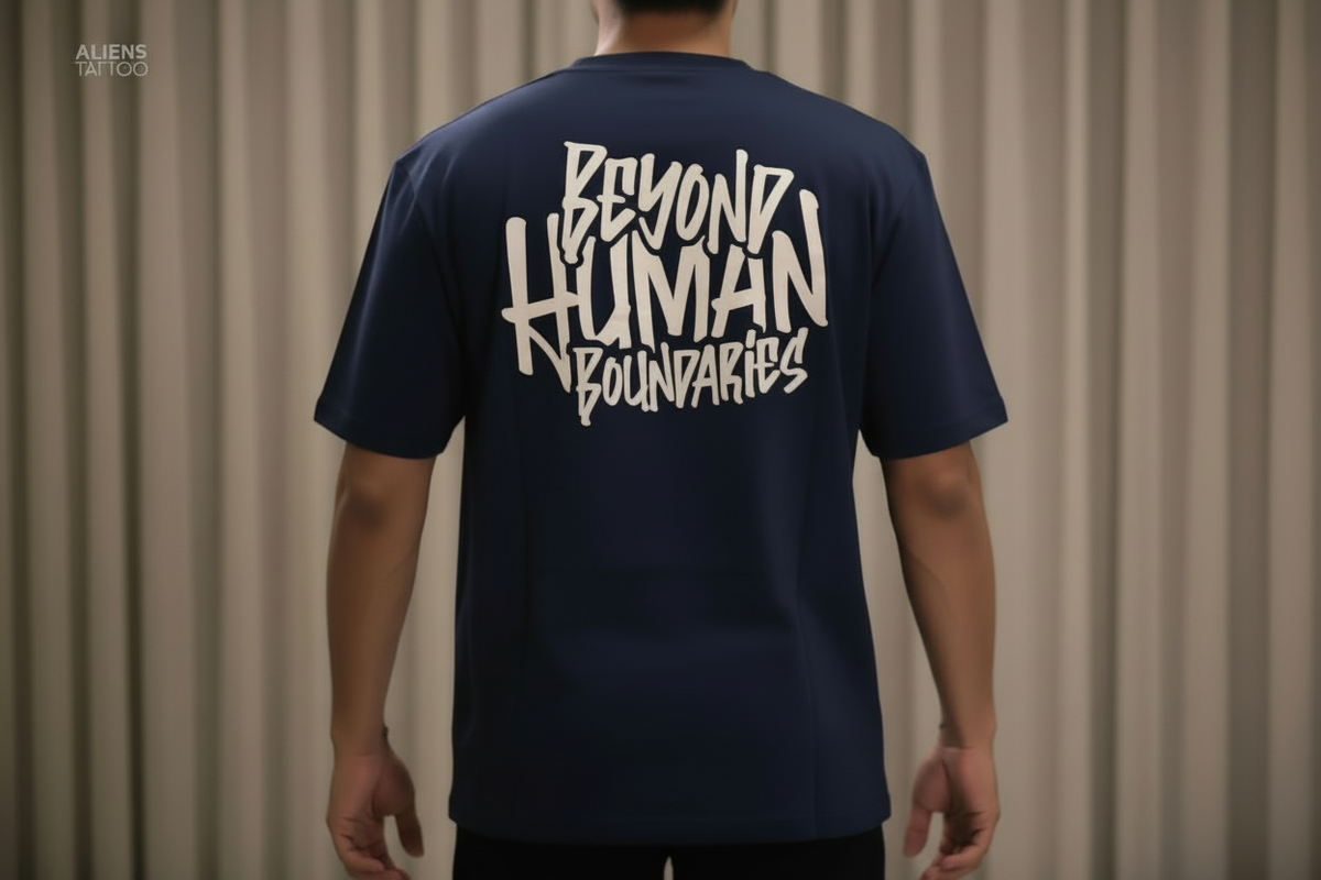 Beyond Human Boundaries - Navy Blue Tee Muscular