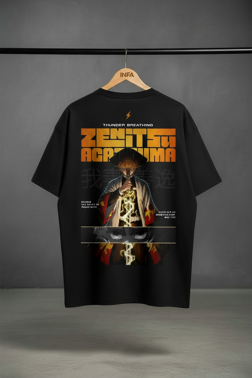 Zenitsu Agatsuma Graphic Tee | Mid-Oversized Drop-Shoulder T-Shirt