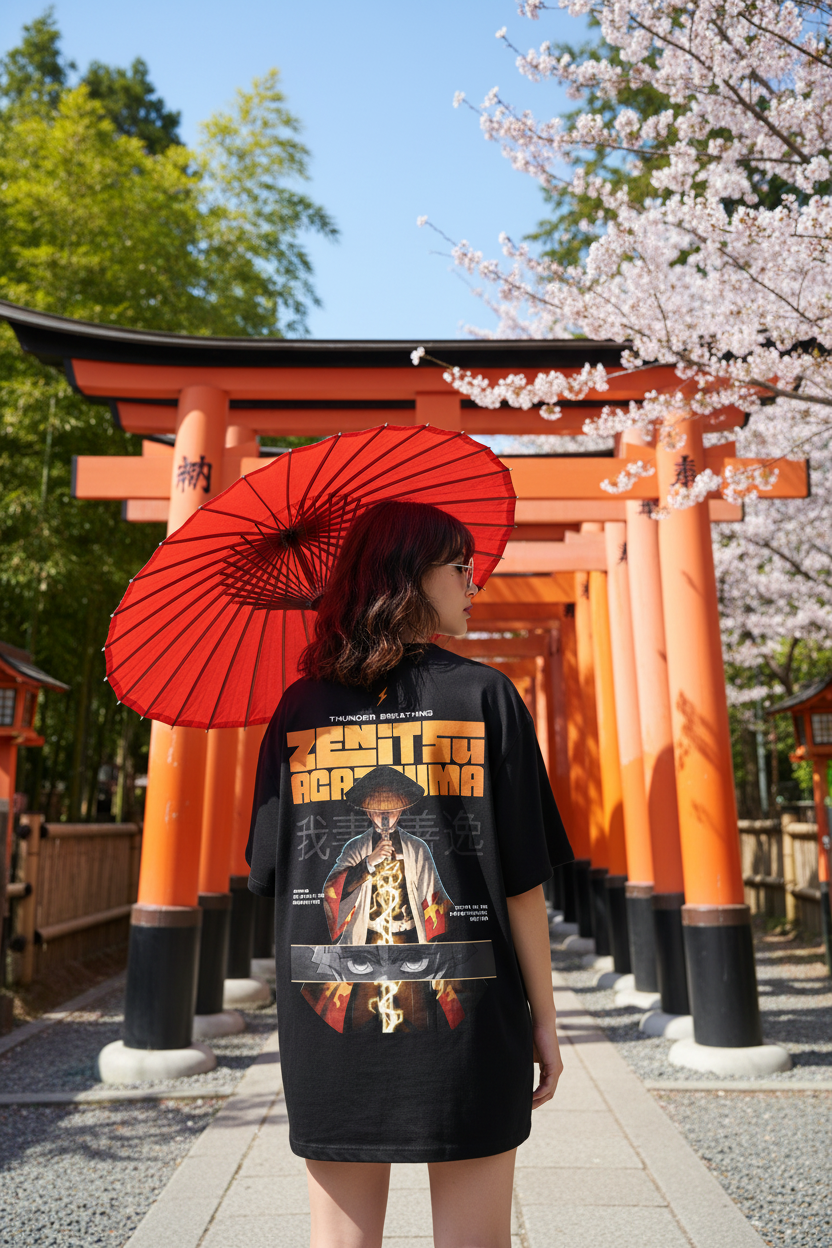 Zenitsu Agatsuma Graphic Tee | Mid-Oversized Drop-Shoulder T-Shirt