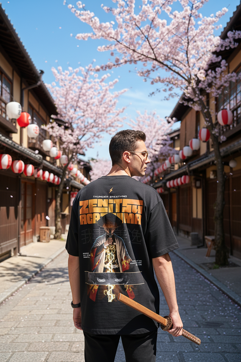 Zenitsu Agatsuma Graphic Tee | Mid-Oversized Drop-Shoulder T-Shirt
