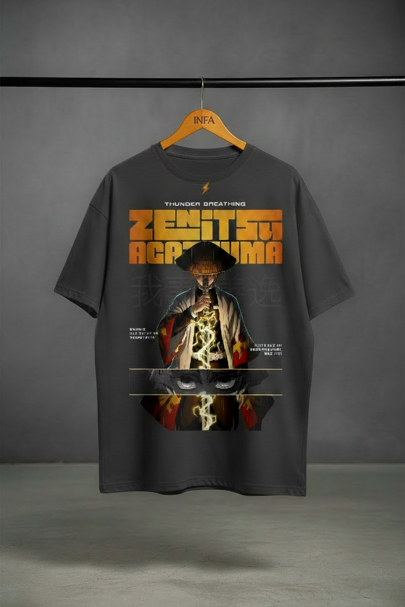 Zenitsu Agatsuma Graphic Tee | Mid-Oversized Drop-Shoulder T-Shirt