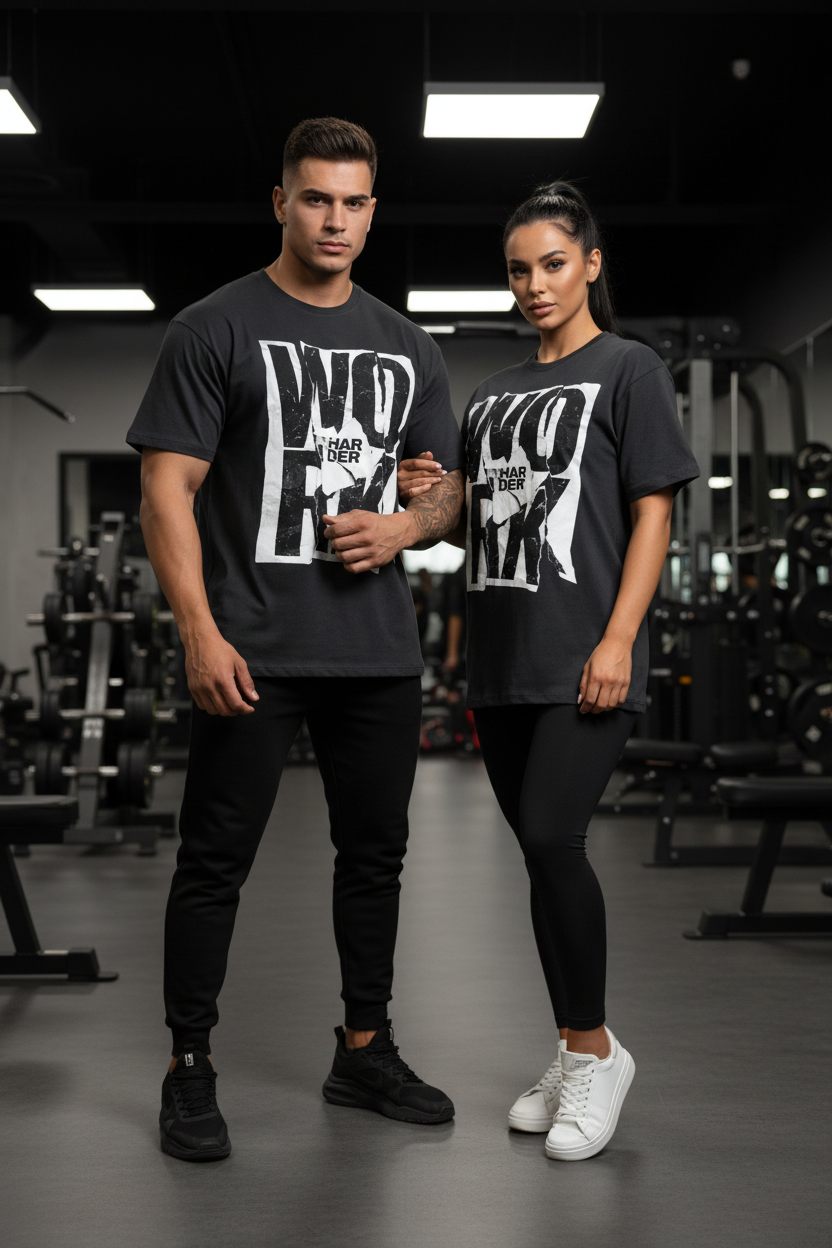 Dark Charcoal Grey - Couple Gym Shot