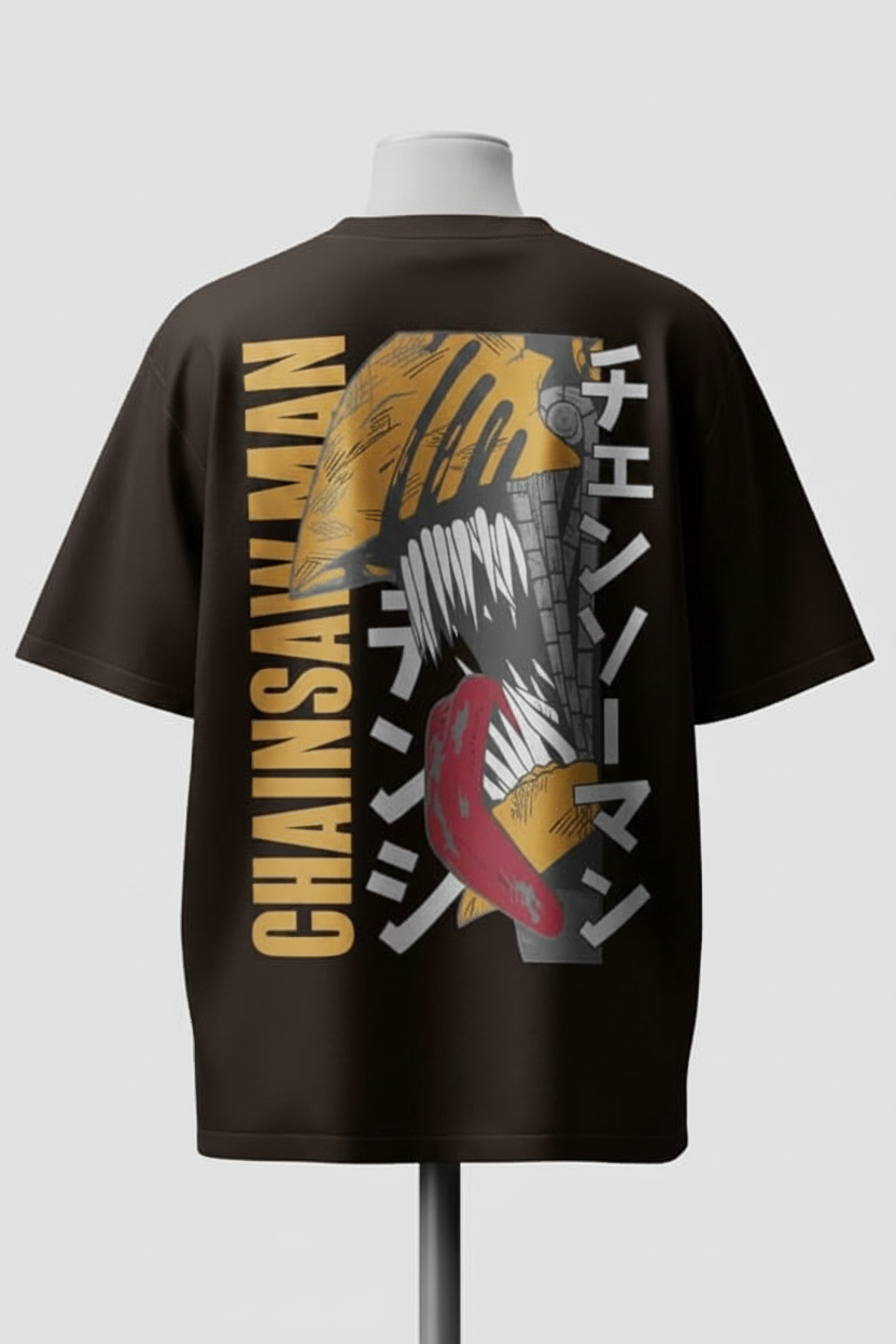 Dark Coffee Brown Chainsaw Man Tee