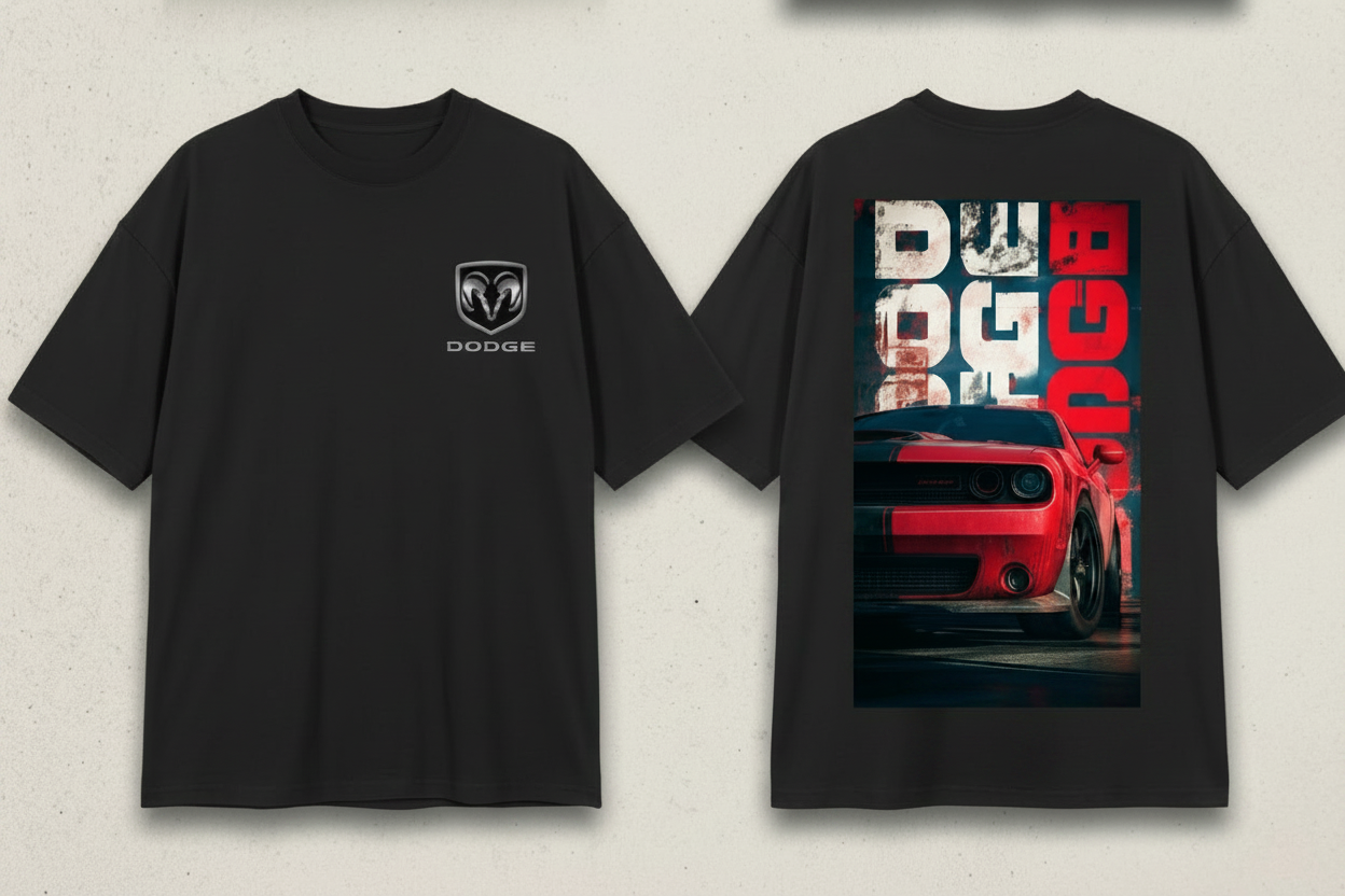 Dodge Tee - Dark Charcoal Grey Front & Back