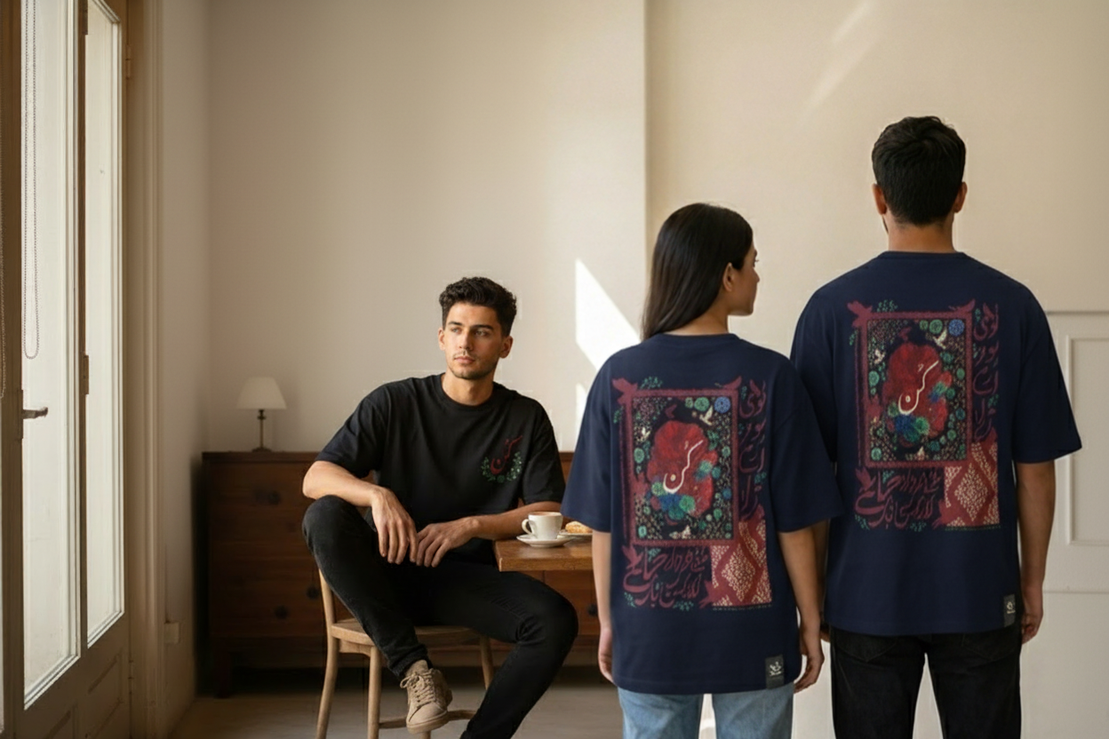 كن Graphic Tee - Navy Blue - Lifestyle