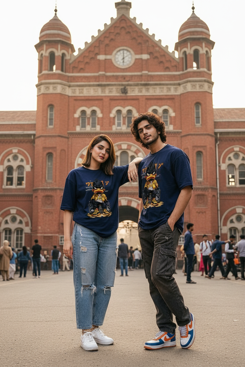 Dark Teal Duck Streetwear Tee - Lahore Railway Station