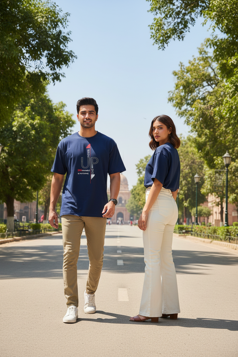 Rise Up Graphic Tee in Navy Blue
