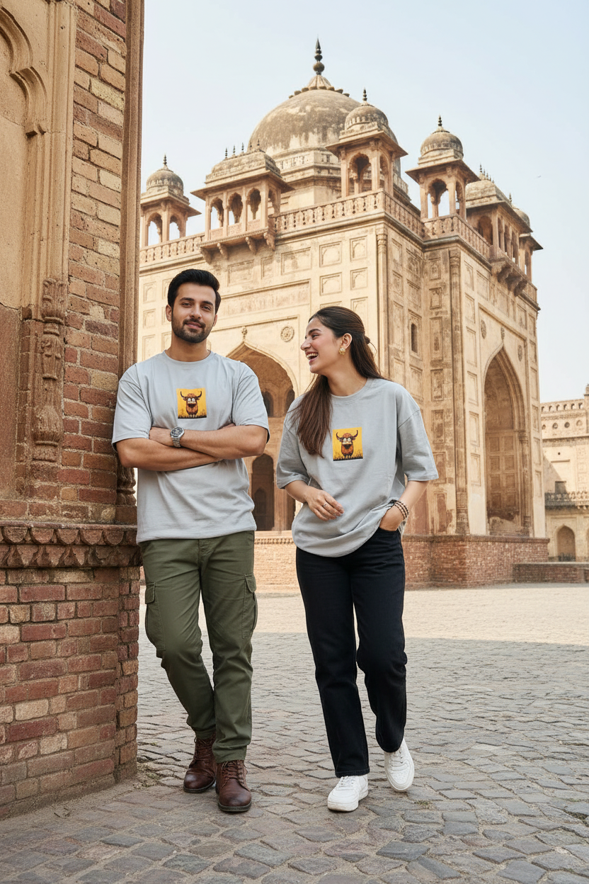 Light Grey Oversized Drop-Shoulder Tee - Lahore