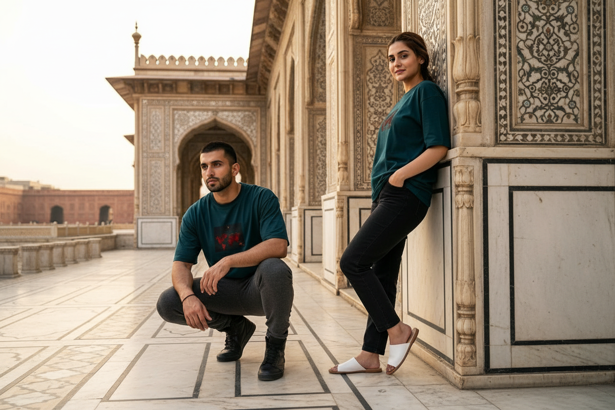 Dark Teal Oversized Tee — Lahore Fort