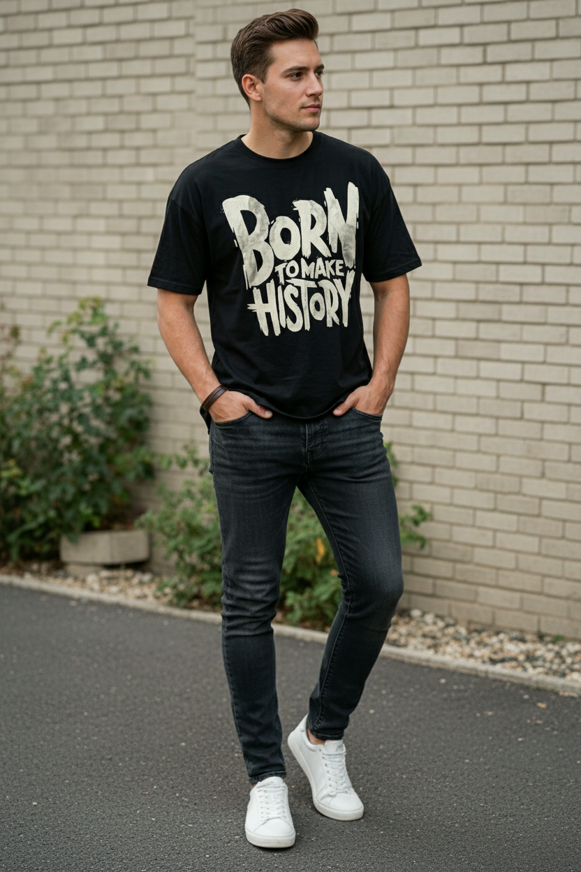 Born To Make History Tee - Black