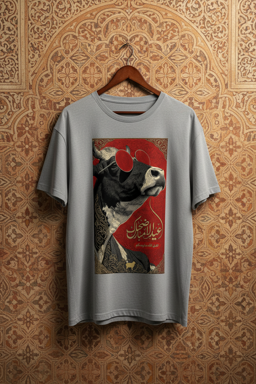 Cow Mandi Tee – Light Grey