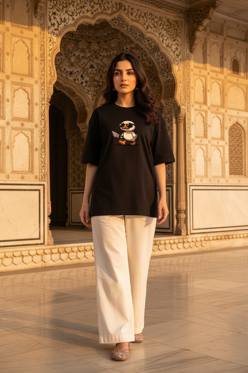 Penguin Oversized Drop Shoulder Tee - Dark Chocolate Brown