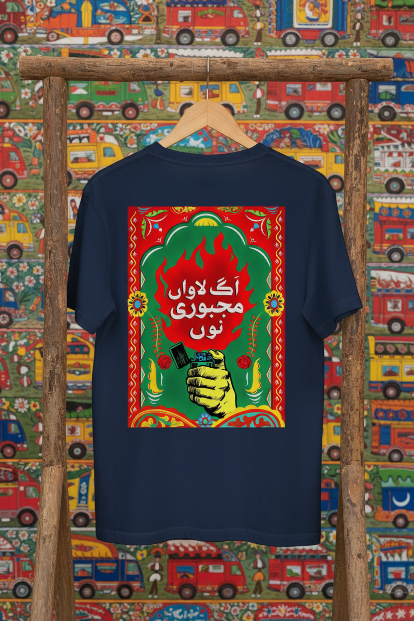 Navy Truck Art Graphic Tee — Back Print