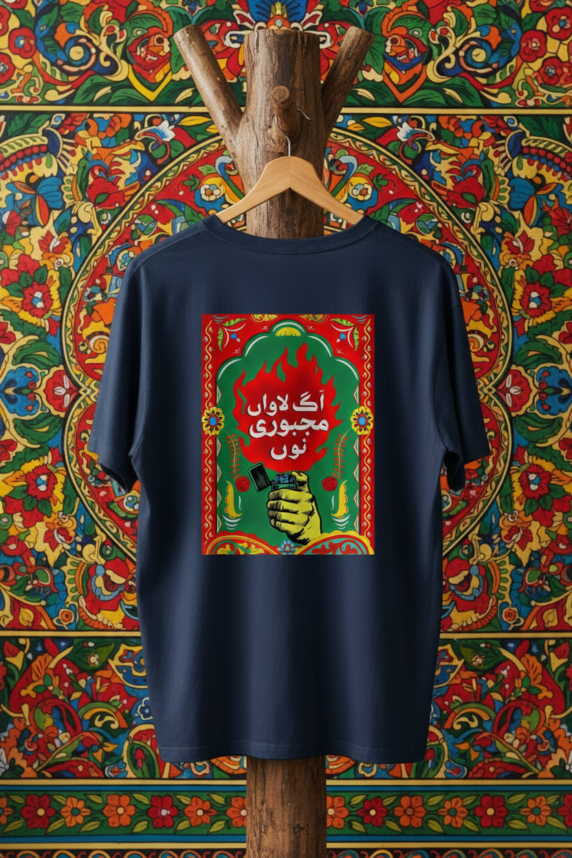 Navy Women's Truck Art Tee — Flat Mockup