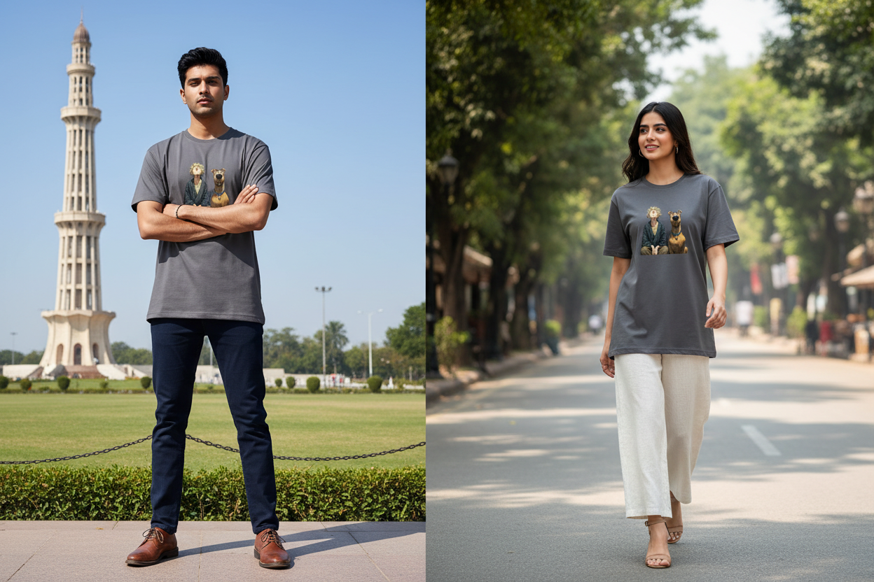 Charcoal Grey Tee - Both Models v2