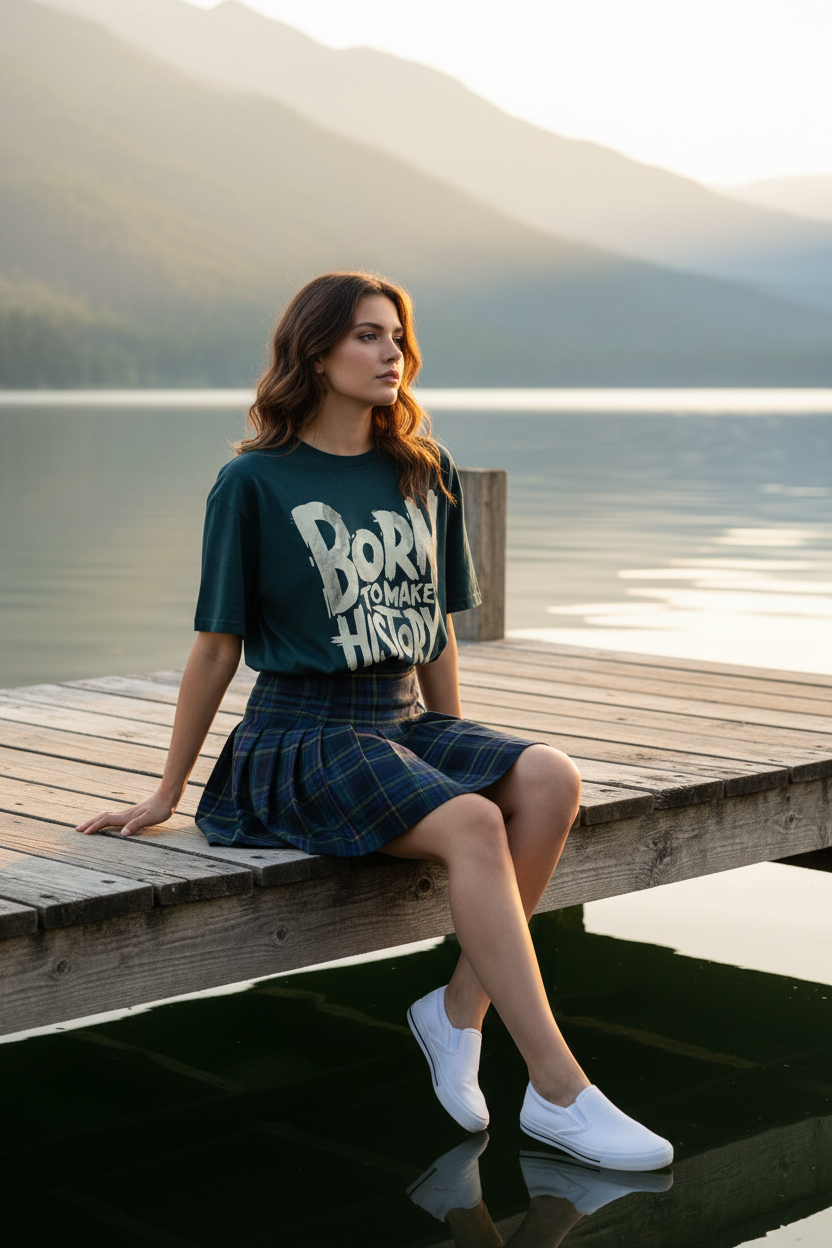 Born To Make History Women Tee - Dark Teal