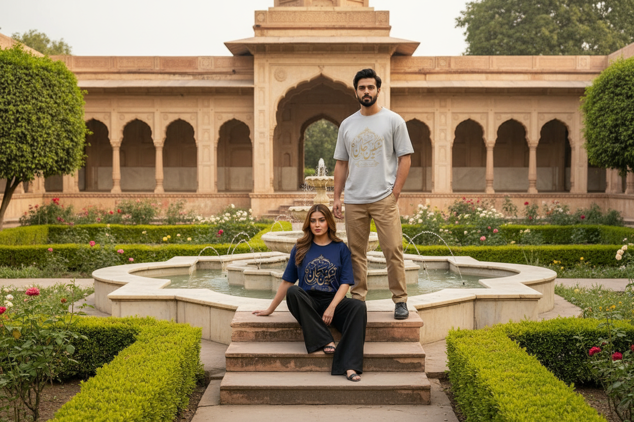 Nasheen Jaan Tee - Light Silver Grey - Mughal Garden