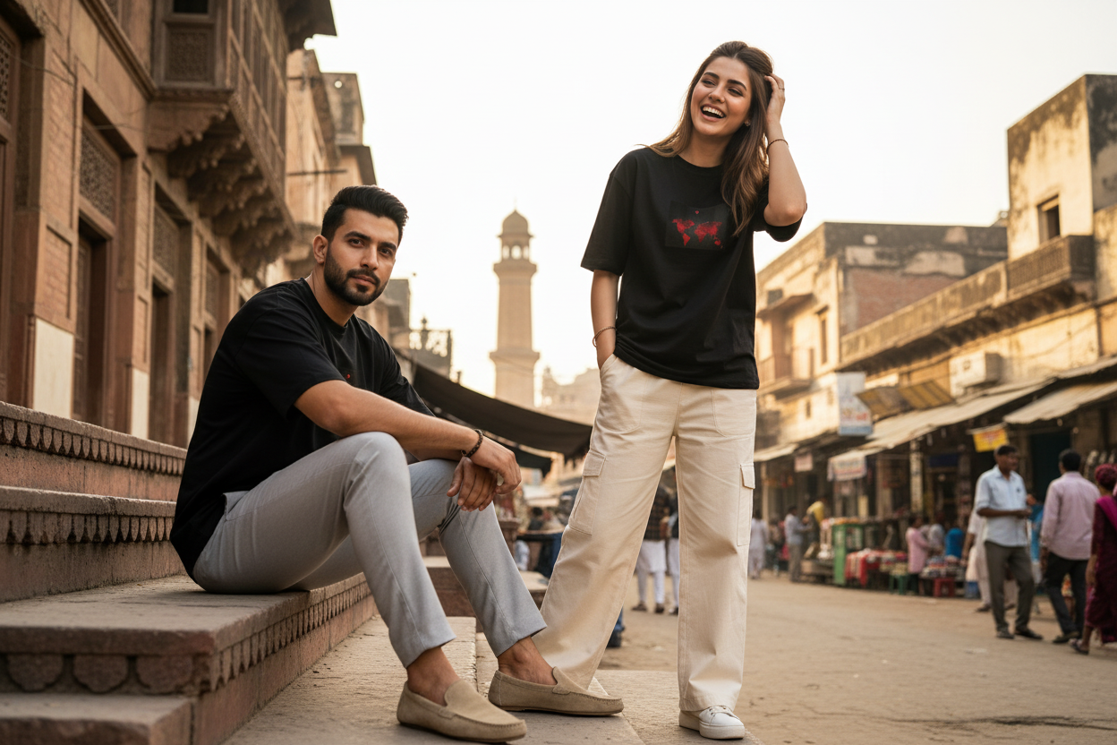 Dark Brown Oversized Tee — Lahore Walled City