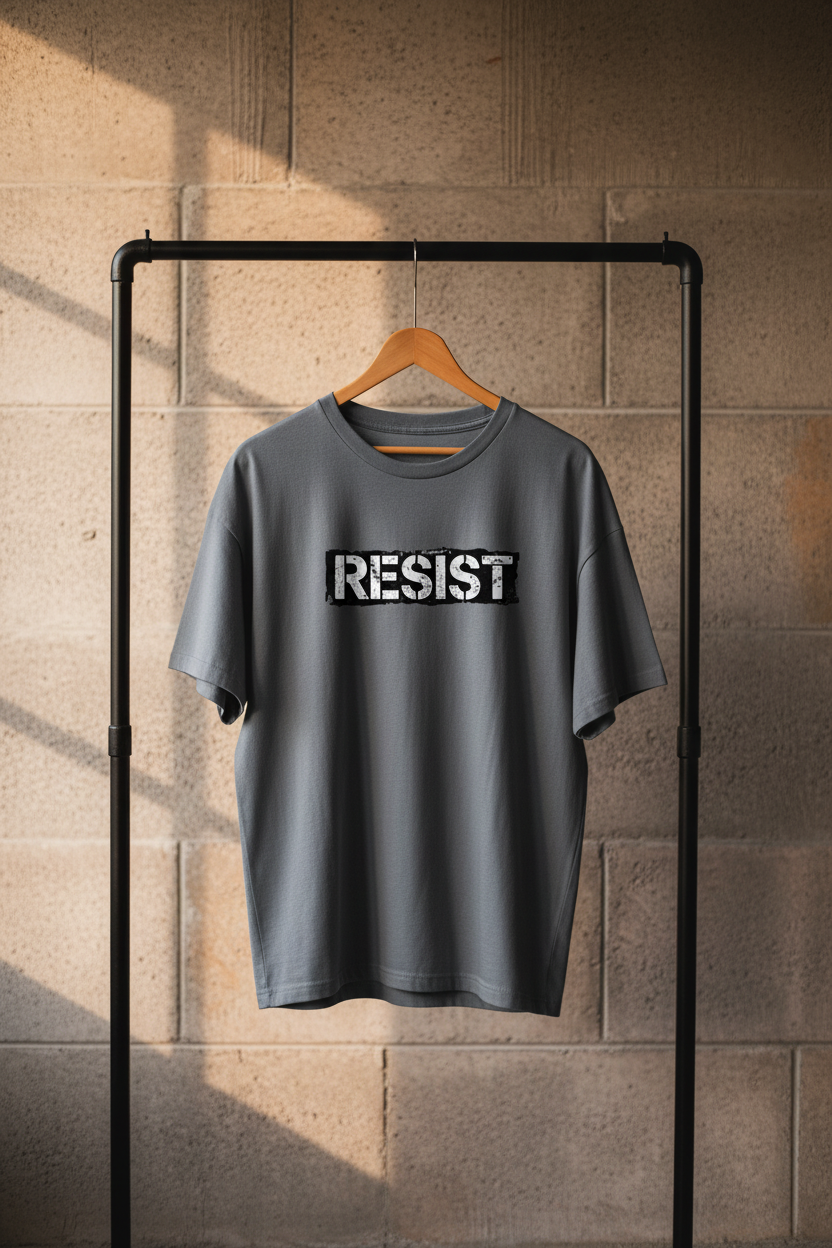 RESIST Graphic Tee - Slate Grey - Hanger Shot