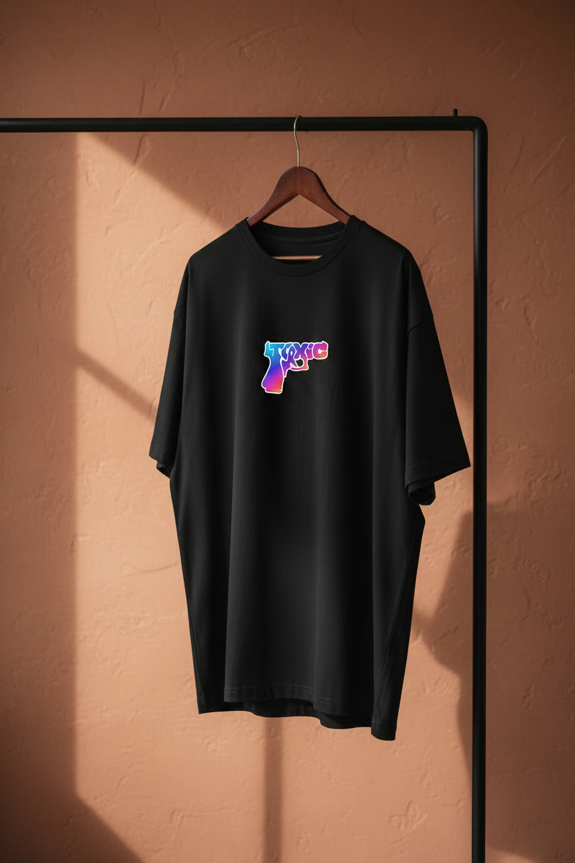 TOXIC Tee - Black - Small Center Chest Print on Hanger