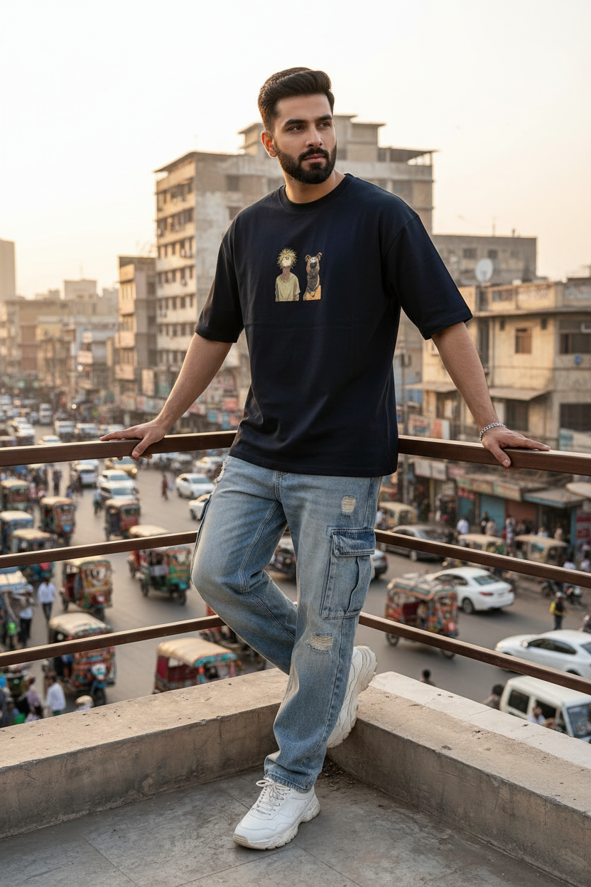 Navy Blue Tee - Male Model