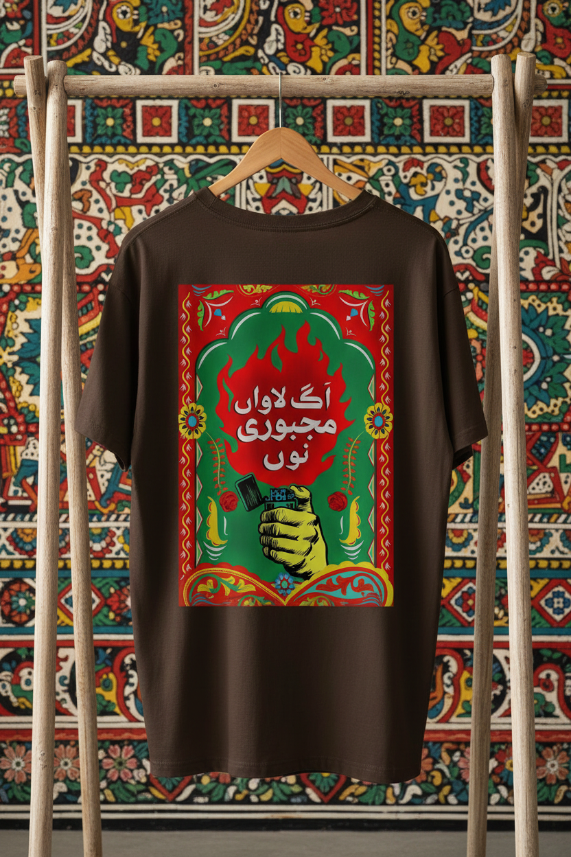 Dark Coffee Brown Women's Truck Art Tee — Flat Mockup
