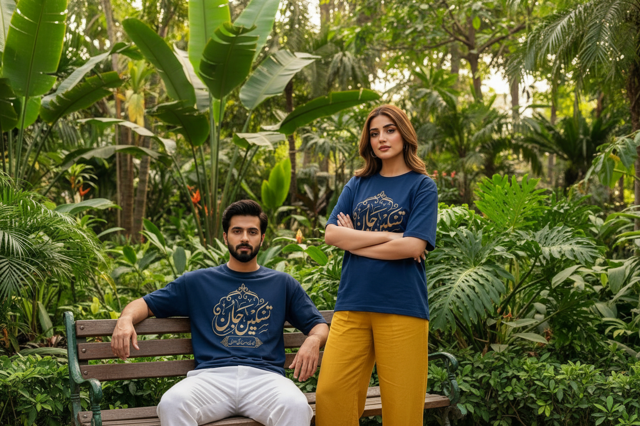 Nasheen Jaan Tee - Dark Teal - Botanical Garden