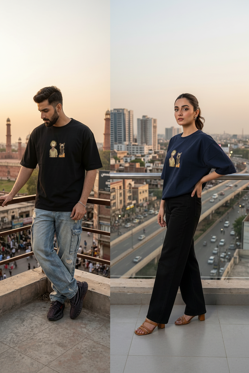 Navy Blue Tee - Female Model