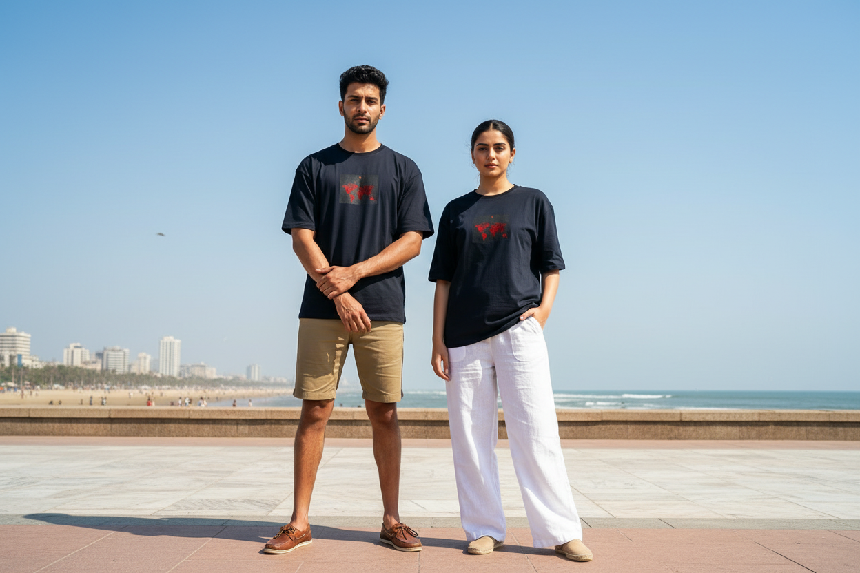 Navy Blue Oversized Tee — Clifton Beach Karachi