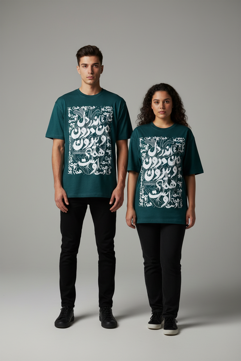 Dark Teal - Male & Female Models A4 Print