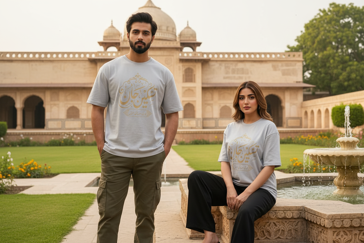 Nasheen Jaan Tee - Light Silver Grey - Mughal Garden