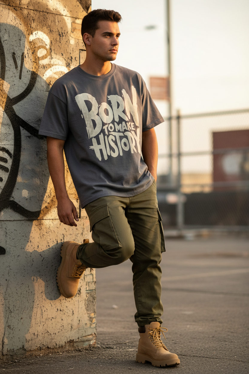 Born To Make History Tee - Medium Grey