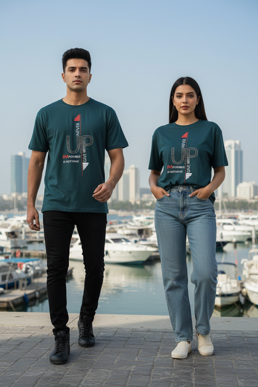 Rise Up Graphic Tee in Dark Teal