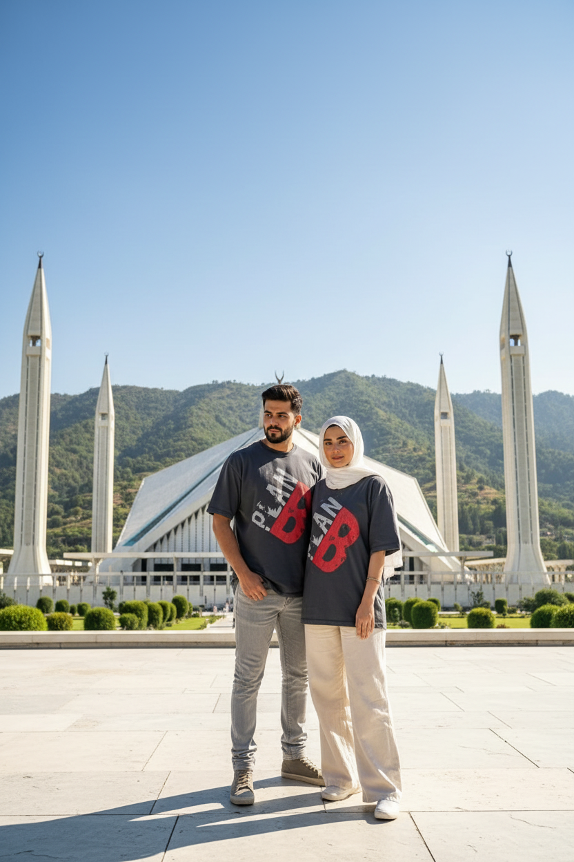 PLAN B Oversized Tee – Navy Blue – Faisal Mosque Islamabad