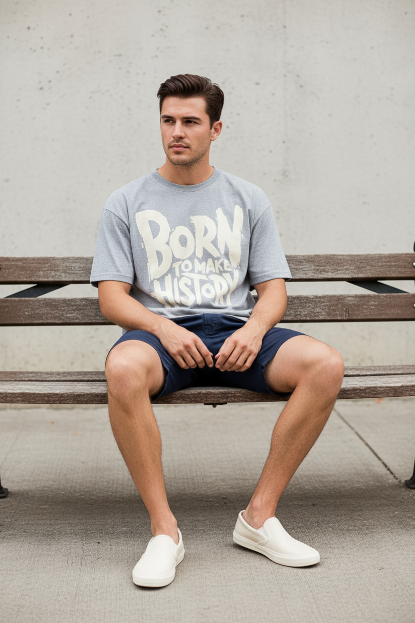 Born To Make History Tee - Light Grey