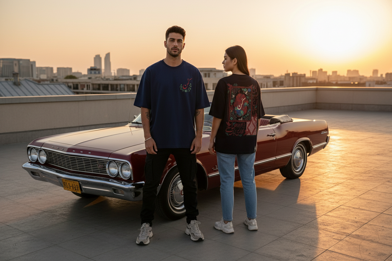 كن Graphic Tee - Navy