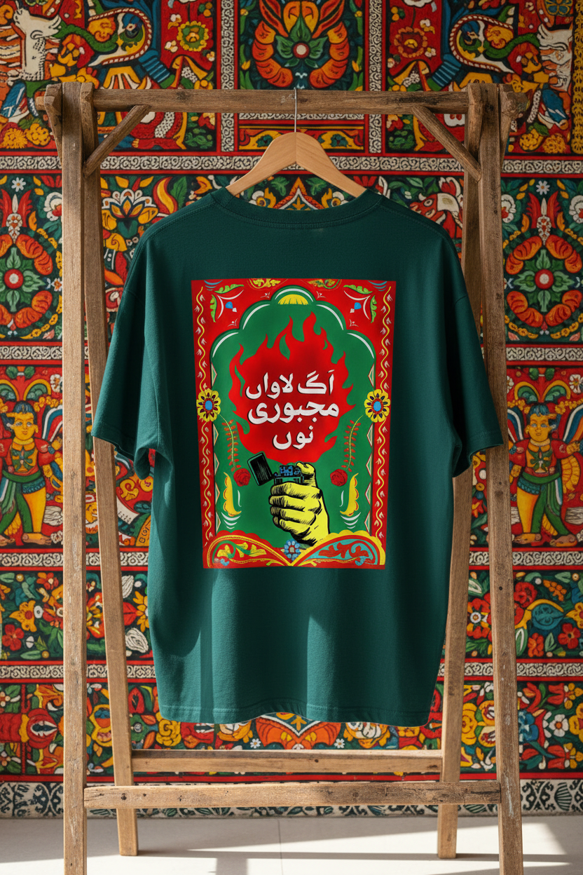 Dark Teal Women's Truck Art Tee — Flat Mockup