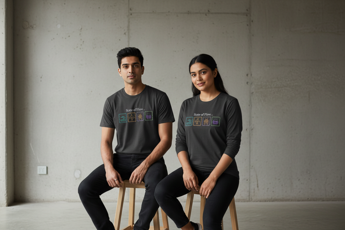 State of Flow Tee - Charcoal - Studio Loft Background