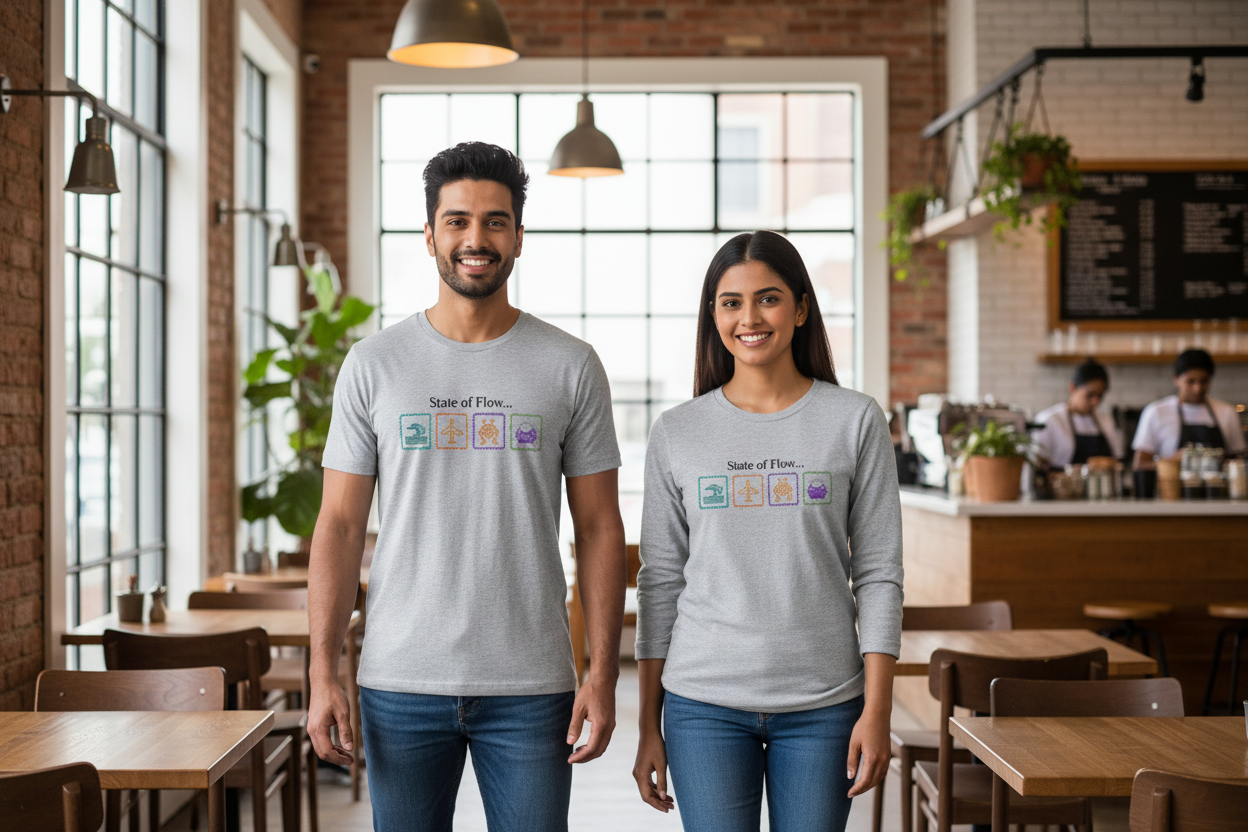 State of Flow Tee - Light Grey - Cafe Background