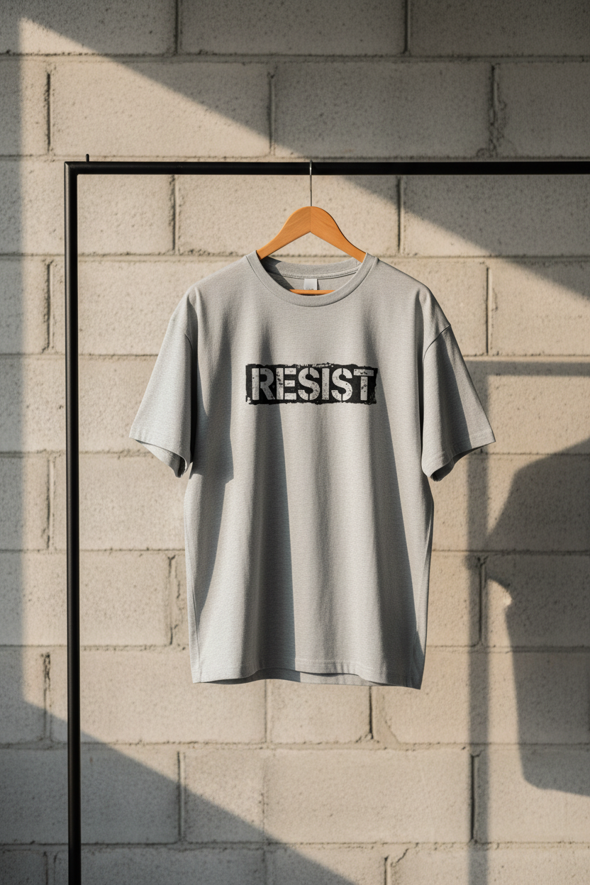 RESIST Graphic Tee - Light Grey - Hanger Shot