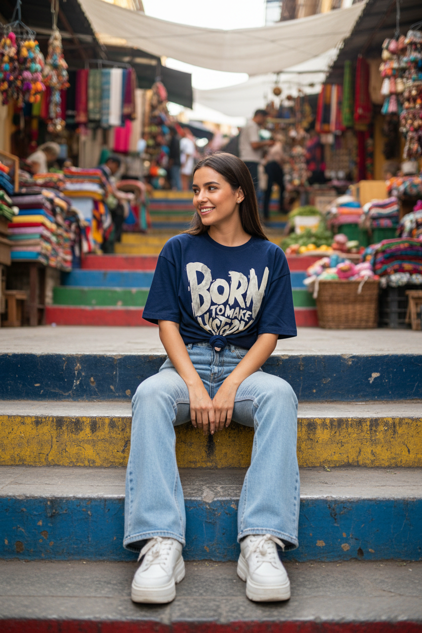 Born To Make History Women Tee - Navy Blue