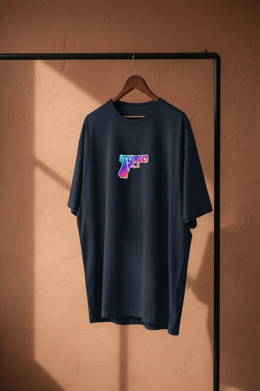 TOXIC Tee - Navy Blue - Hanger Shot