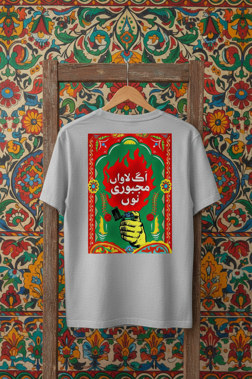 Light Grey Truck Art Graphic Tee — Back Print