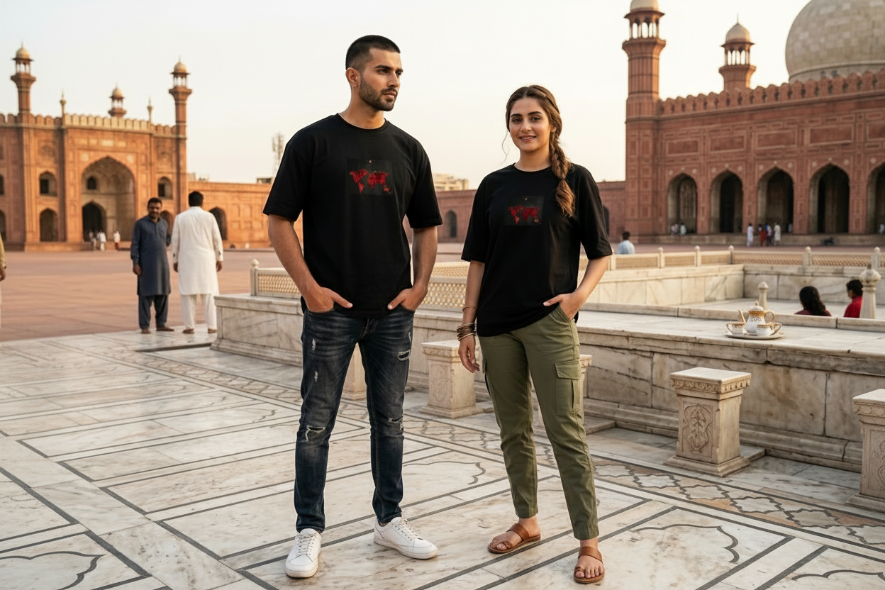 Black Oversized Tee — Badshahi Mosque Lahore