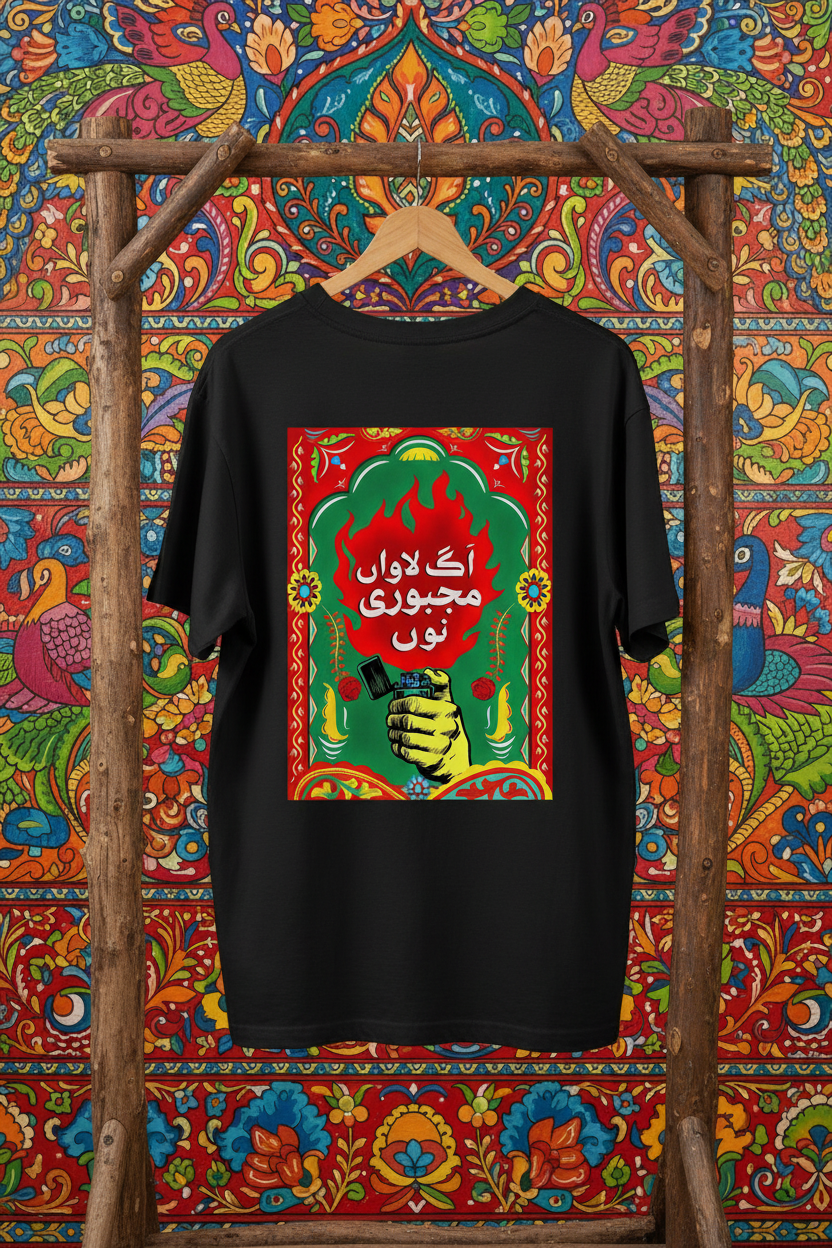 Black Women's Truck Art Tee — Flat Mockup