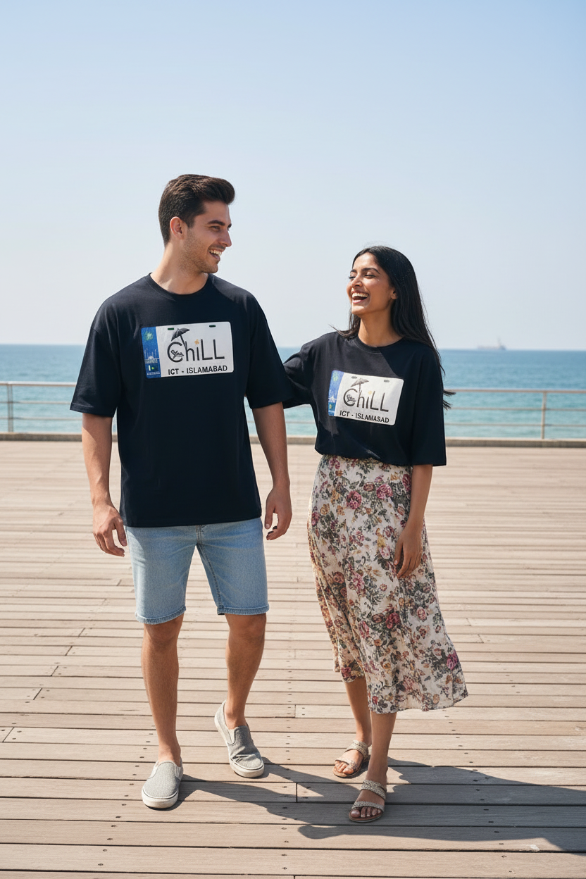 ChiLL Plate Tee Navy Blue — Clifton Beach Karachi